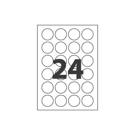 24 étiquettes rondes autocollantes 40 mm