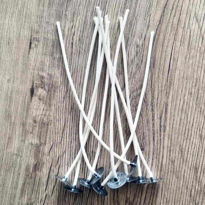 10 Mèches végétales cirées sur socles - 12 cm - T 3 (ø 4-5 cm)