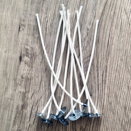 10 Mèches végétales cirées sur socles - 12 cm - T 6 (ø 8-9 cm)