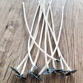 10 Mèches végétales cirées sur socles - 12 cm - T 7 (ø 10 cm)